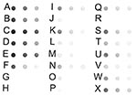 Thumbnail of Dot-blot DNA-DNA hybridization assay with R-53 as a probe. A-F Helicobacter bizzozeronii strains: A. R-53, B. CCUG 35545T, C. CCUG 35546, D. 12A, E. 10, F. Poju; G-M H. felis strains: G. CS1T, H. DS3, I. CCUG 37471, J. 15/390, K. Dog 1, L. Dog 3, M. CS2; N-P H. pylori strains: N. Tx30, O. 26695, P. CCUG 17874T; Q. H. mustelae CCUG 25715T; R. H. acinonychis CCUG 29263T; S-X H. salomonis strains: S. 06A, T. CCUG 37845T, U. Vilho, V. Mini, W. Remu, X. Ko.K. III.