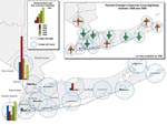 Thumbnail of Christmas bird count, number of American Crows reported, adjusted for party-hours, 1995-1999, New York City area (8).