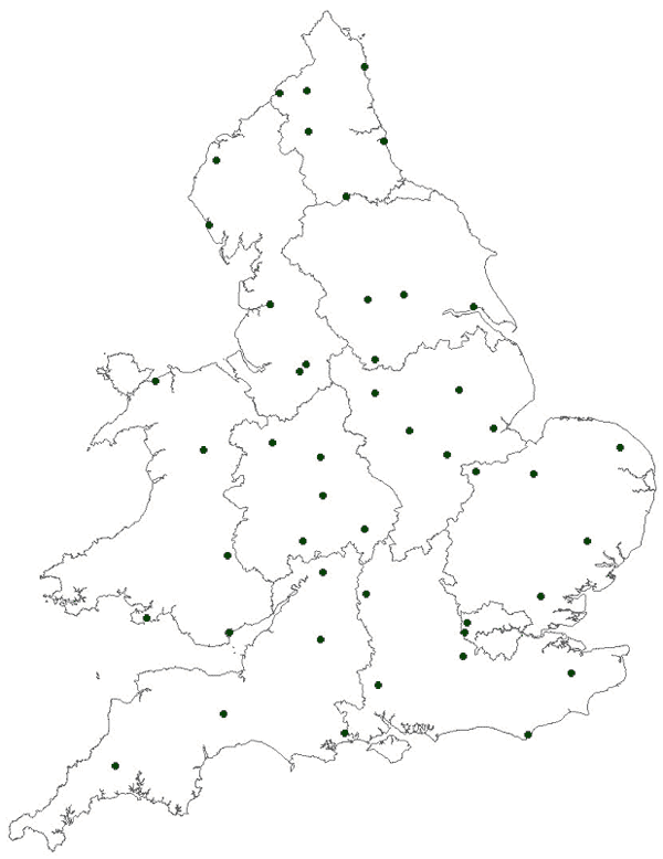 Temperature station locations.