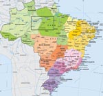 Thumbnail of Map of Brazil showing study area (black box) in Amazonas (Manaus) and Para (Mapeura region) States. Printed with permission of the Instituto Brasileiro de Geografia e Estatística.