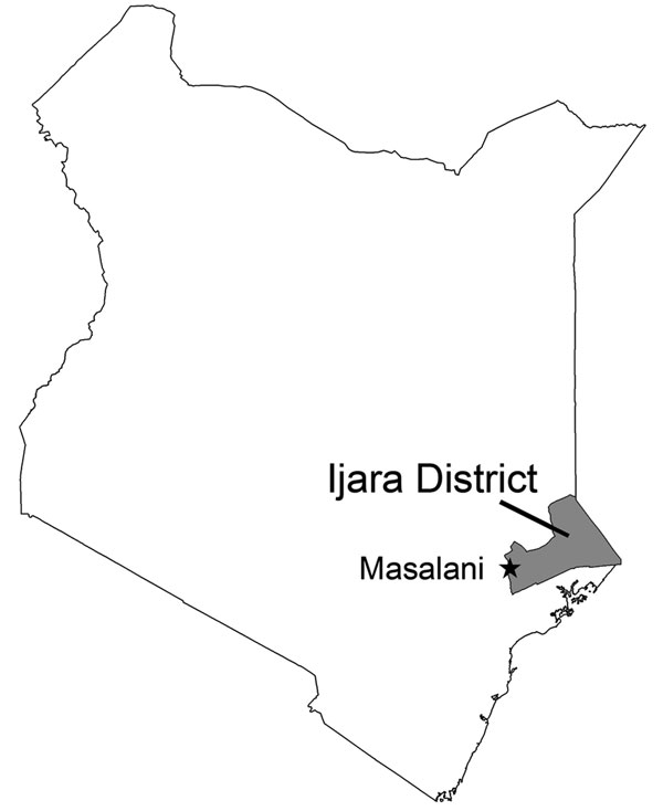 Location of Masalani Division of Ijara District, North Eastern Province, Kenya.