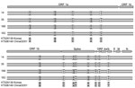 Thumbnail of Location of the 13 variant nucleotide positions identified in genomes of 8 Middle East respiratory syndrome coronavirus strains isolated during an outbreak in South Korea, 2015. Case-patient numbers are indicated on the left, as are GenBank accession numbers for 2 related strains. For each case, the top and bottom horizontal bars represent the genome sequence generated from the first and second samples, respectively. Letters indicate matching nucleotide positions between samples. Sa