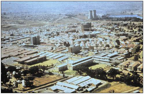 An aerial view of Chris Hani Baragwanath Hospital, with 3,000 inpatients the largest hospital in the world—Soweto, South Africa. Multiple-drug resistant pneumococci were found here in 1978.