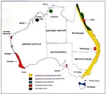 Thumbnail of Geographic distribution of rickettsial diseases in Australia.