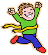 Drawing of child crossing the finish line