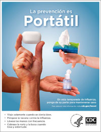 Healthy travel poster, in Spanish