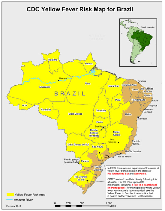 maps of brazil. Fever Risk Map for Brazil