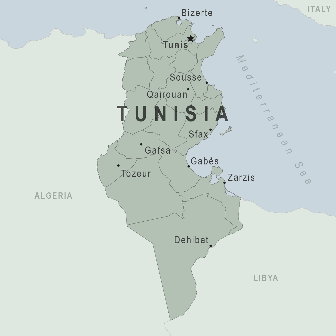 Tunisia  on Map   Tunisia