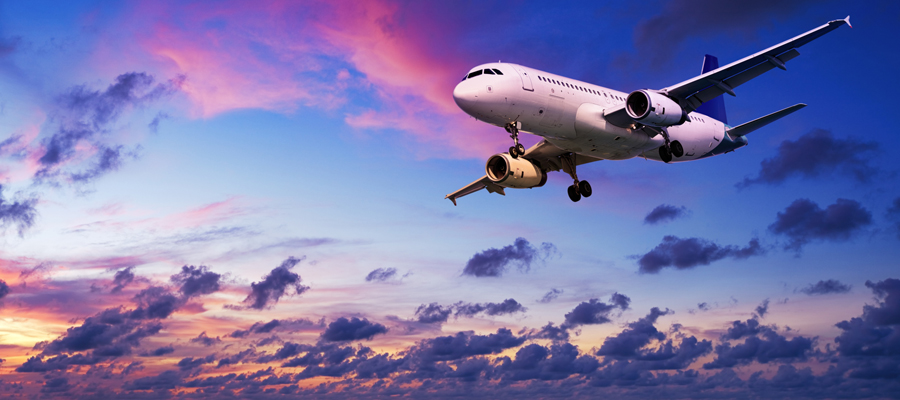 Cruise ship and airplane