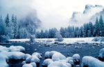 winter outdoor scene showing snow and ice