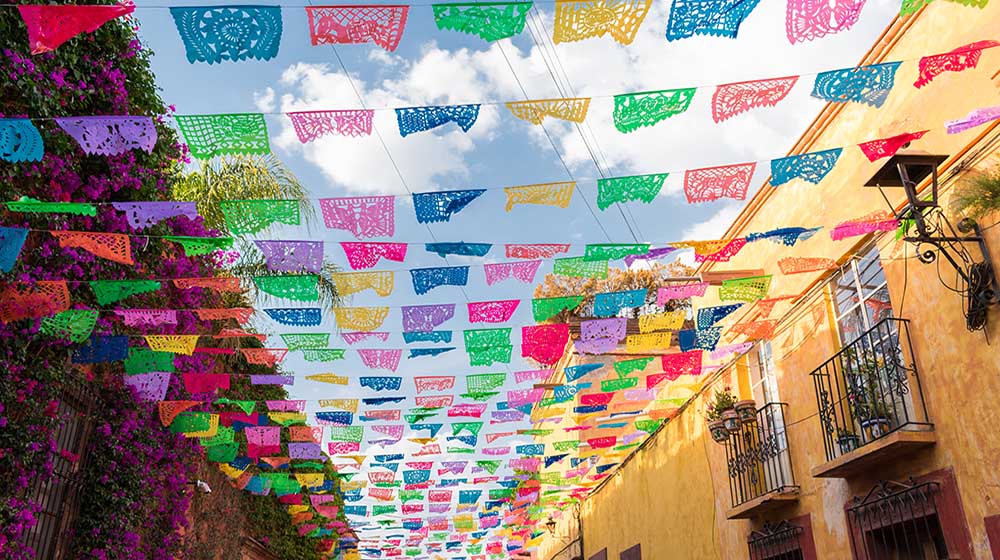 colorful flags in Mexico