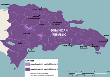 * The categories shown on this map are intended as a general guideline and should not be considered to indicate absolute risk. Elevation may vary within an area to a larger extent than this map can depict. The presence of mosquitoes may change seasonally, with increasing temperatures or rainfall, and may change over time. Travelers to destinations that cross or are near an elevation border may wish to consider the destination as an area of lower elevation. Travelers to high elevations are still at risk of getting Zika from sex.