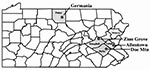 Thumbnail of Pennsylvania county map highlighting the four counties involved (Potter, Schuylkill, Lehigh, and Berks) in the environmental investigations of Patient 1, and the single county of residence (Monroe) and rodent exposure of Patient 2.