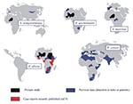 Thumbnail of Geographic distribution of spotted fever group rickettsiae occurring in Africa. R. = rickettsia.