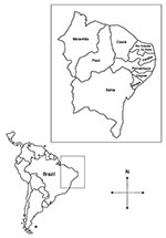 Thumbnail of Map of Brazil indicating the location of Ceará State.