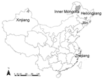Thumbnail of Study sites, People's Republic of China, 2004–2005.