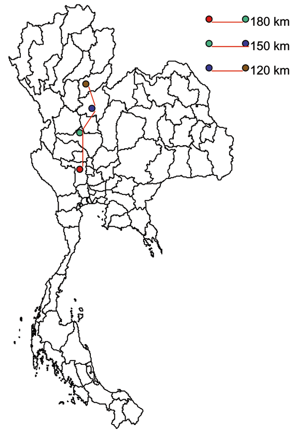 Example of grazing-duck movement. A single flock of ducks was moved 3 times by truck in 1 season in 2004. The size of the flock is 3,000–10,000. The time spent at each site depends on the availability of rice fields at the site: an acre of rice could support 3,000 ducks for 1 to 2 days. The duck owners have agreements with the landowners regarding the time of harvest and the acreage available. One flock could spend as long as 1 month at a single site before being moved to the next.