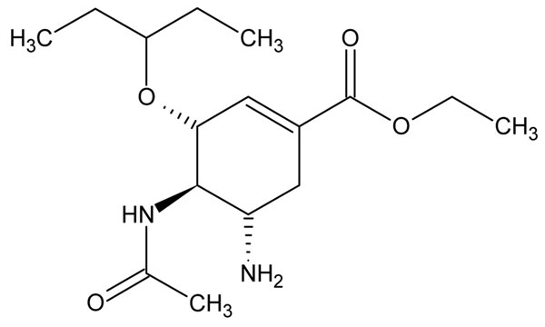 Structure of oseltamivir.