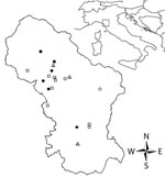 Thumbnail of Distribution of tick-borne lymphadenopathy cases in Tuscany, Italy. Circles indicate cases, squares indicate patients bitten by Dermacentor marginatus who were not classified as case-patients, and triangles indicate emergency units. Negative (white symbols) and positive (dark symbols) PCR results for spotted fever group rickettsiae are indicated.