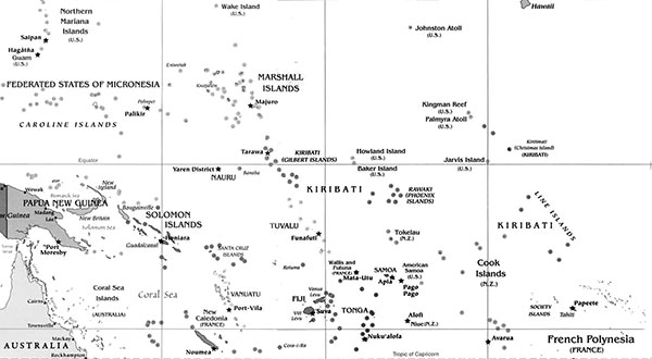 Island nation states of the Pacific region.