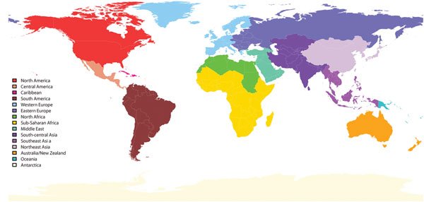 GeoSentinel regions. 