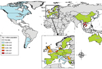 Thumbnail of Global cumulative prevalence of Streptococcus suis infection.