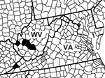 Thumbnail of Locations of detection of La Crosse virus (LACV) RNA and virus isolation from Aedes japonicus mosquito pools. The red stars represent counties of the Ae. japonicus LACV isolates, and the blue stars represent counties of Ae. japonicus LACV RNA detection.