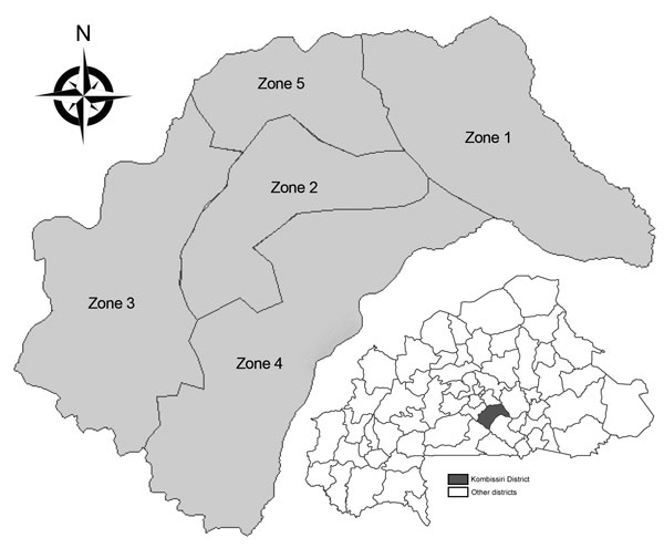 Zones within Kombissiri district, Burkina Faso.