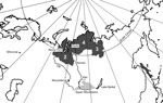 Thumbnail of Regions where infections with the northern strain of Taenia saginata tapeworms in Siberia and the Far East region of Russia were detected (dark gray shading). 1, Sakhalin Island in 1872 and 1955; 2, Yamalo-Nenets Autonomous Okrug, since the 19th century to the present time; 3, Olenyoksky District, Yakutia, 1958; 4, Taymyr Autonomous Okrug, 1977. The probable cradle of reindeer herding in Asia and site of the host switch from cattle to reindeer (the Sayan Mountains) is indicated by l