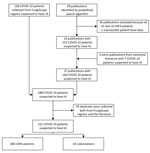 Enrollment process in study of patients with CAPA, March–August 2020. Patients were identified in the FungiScope registry and academic literature using the search string “(Aspergill*) AND (invasive OR putative OR probable OR infection OR case OR patient OR report) AND (COVID* OR corona* OR SARS-CoV-2) (Appendix Table 1). The initial 288 COVID-19 patients suspected to have IA were revised in a deduplication process; 59 double entries were identified. Only 1 report per patient was maintained. Thus, 221 individual COVID-19 patients suspected to have IA were assessed for CAPA. CAPA, COVID-19–associated pulmonary aspergillosis; COVID-19, coronavirus disease; EORTC/MSG, European Organization for Research and Treatment of Cancer/Mycoses Study Group; IA, invasive aspergillosis.