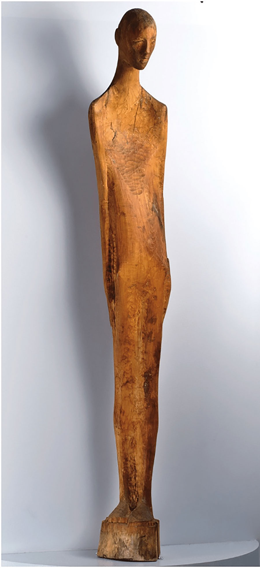 Recovery, a life-size wood sculpture by an unnamed tuberculosis patient from an asylum in England, showcasing the patient’s direct experience with the disease as he represented himself with a sunken chest. Copyright © American Visionary Art Museum.