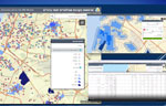 Geographic mapping in an economic analysis of a national program for hepatitis C elimination, Israel, 2023. Screenshot show Hebrew-language mapping by Points Location Intelligence company (https://points.co.il) in ArcGIS (www.arcgis.com). Upper right inset shows clinic locations (orange dots) at the beginning of the program. Blue shading indicates areas with higher populations of immigrants from the former Soviet Union, who are at higher risk for hepatitis C virus infection; intensity of shading increases as population numbers rise. Detail on left shows increased clinical sites added as part of the hepatitis C elimination program. Each colored dot (orange, blue, green, purple) represents a clinic and its affiliation to 1 of the 4 health maintenance organizations, shaded areas that represent the prevalence of population at risk in a given geographic area. Darker blue indicates higher concentrations of at-risk populations. Combining the 2 parameters (clinics distribution and density of population at risk density) enabled a systematic strategy for a targeted approach to identify and list clinics for higher yield in program accomplishment.