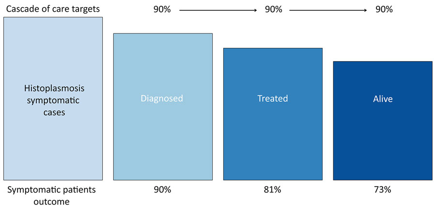 Proposed 90–90–90 global targets for symptomatic histoplasmosis control in all at-risk populations by 2030 from the International Society for Human and Animal Mycology 2025 Histoplasmosis Working Group.