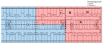 Floorplan of the outbreak floor in hospital South complex in study of environmental and phylogenetic investigations of Aspergillus flavus outbreak linked to contaminated building materials, Denmark, 2025. The hospital consists of 3 complexes: north, central, and south. The building is divided by corridors and staff rooms, with patient rooms facing the windows. Room A, staff meeting and lunchroom; room B, main kitchen; rooms C and D, staff offices. Figure created in BioRender (https://biorender.com/p56n130).
