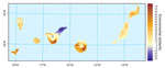 Multivariate Environmental Similarity Surface (MESS) analysis assessing climatic similarity between Hawaii, USA (training region with known human cases of neuroangiostrongyliasis), and the Canary Islands using selected bioclimatic variables in a predictive approach to mapping Angiostrongylus cantonensis nematode distribution, Canary Islands, Spain. Values indicate areas of environmental similarity and novelty relative to Hawaii.
