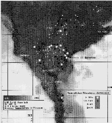 Mean diurnal temperature differences of southern Nile delta, August 16, 1990, with study village sites superimposed according to Bancroftian filariasis prevalence category.