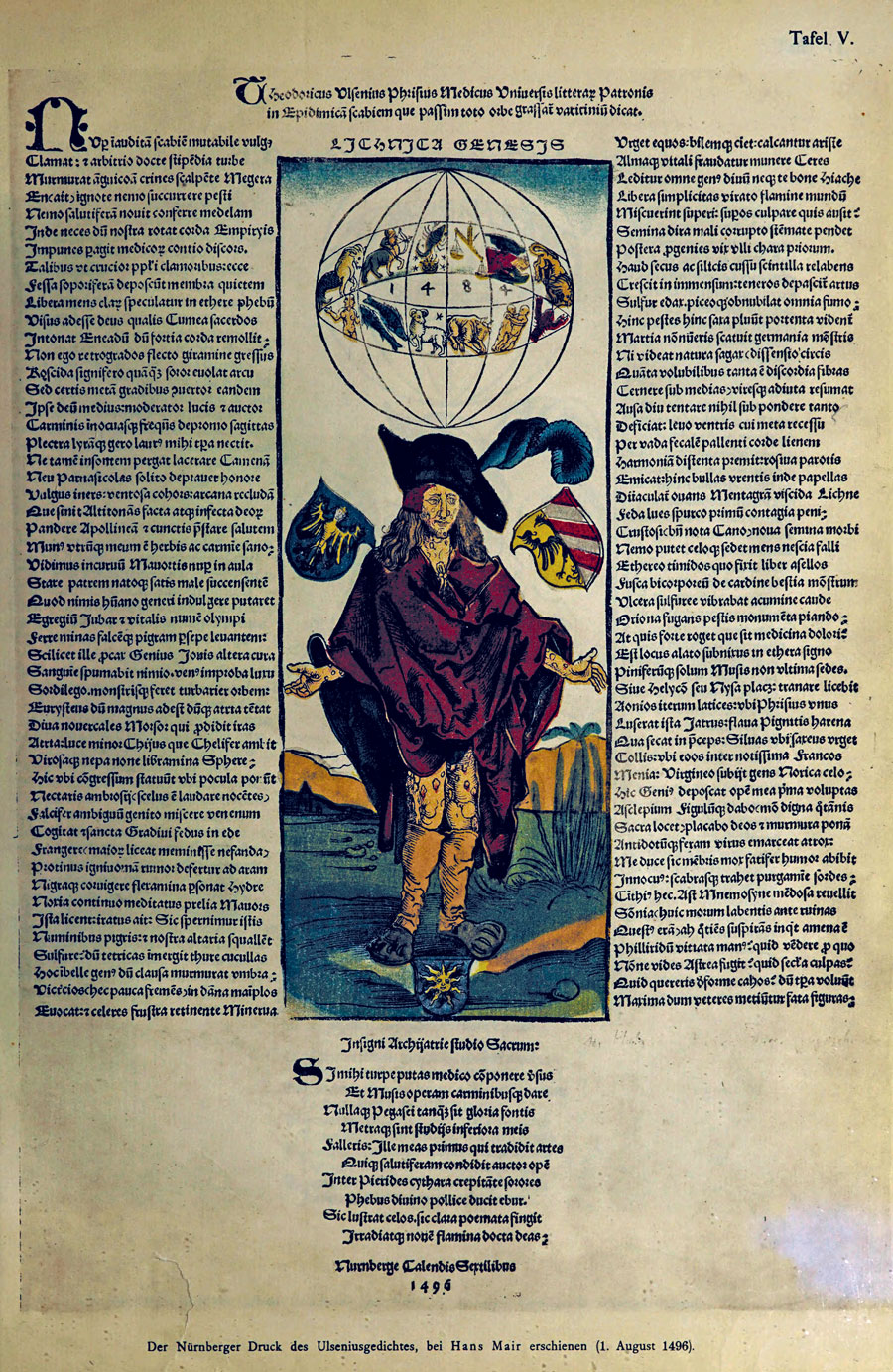 Full broadsheet of Albrecht Dürer’s The Syphilitic, showing text of poem authored by German physician Theodoric Ulsenius. Source: Wellcome Collection, London, UK (https://wellcomecollection.org/works/pt87tf6m).