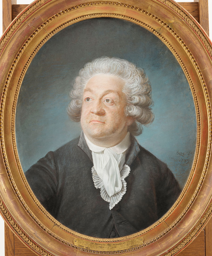 Joseph Boze (1745–1826), Portrait of Honoré Mirabeau, 1789. Pastel on paper, 64.4 cm × 53.5 cm. MV 6032, inv. dessins 1149 RF 6951. Château de Versailles, Versailles, France. Photograph by Franck Raux.