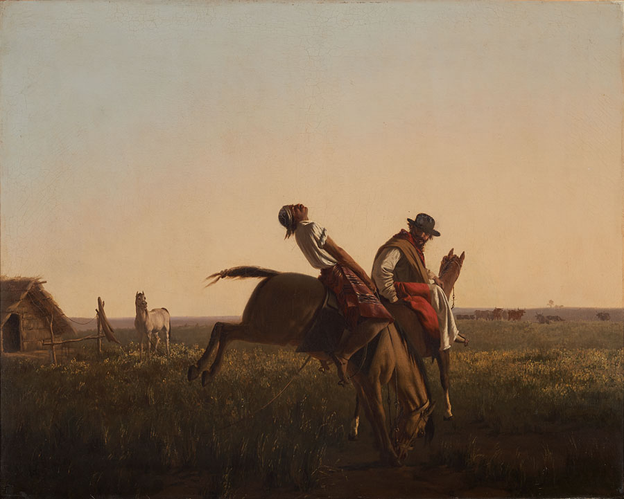 Juan Manuel Blanes, The Dressage, ca. 1875. Oil on canvas. 80 cm × 100 cm. Museo Nacional de Artes Visuales, Montevideo, Uruguay. Source: Wikimedia Commons. Photograph by Eduardo Baldizan.