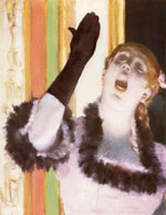 Edgar Degas, Singer with a Glove, 1878. Pastel drawing on canvas. 53.2 × 41 cm (20.938 in × 16.125 in). Fogg Museum, Harvard University, Cambridge, Massachusetts, USA.