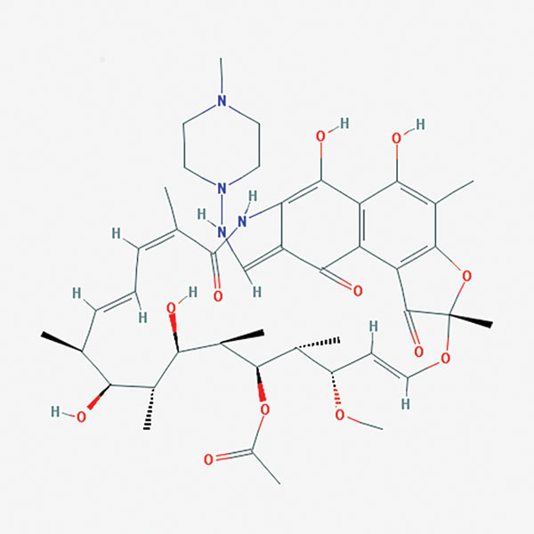 Chemical structure of Rifampin. Data deposited in or computed by PubChem, source: PubChem, URL: https://pubchem.ncbi.nlm.nih.gov