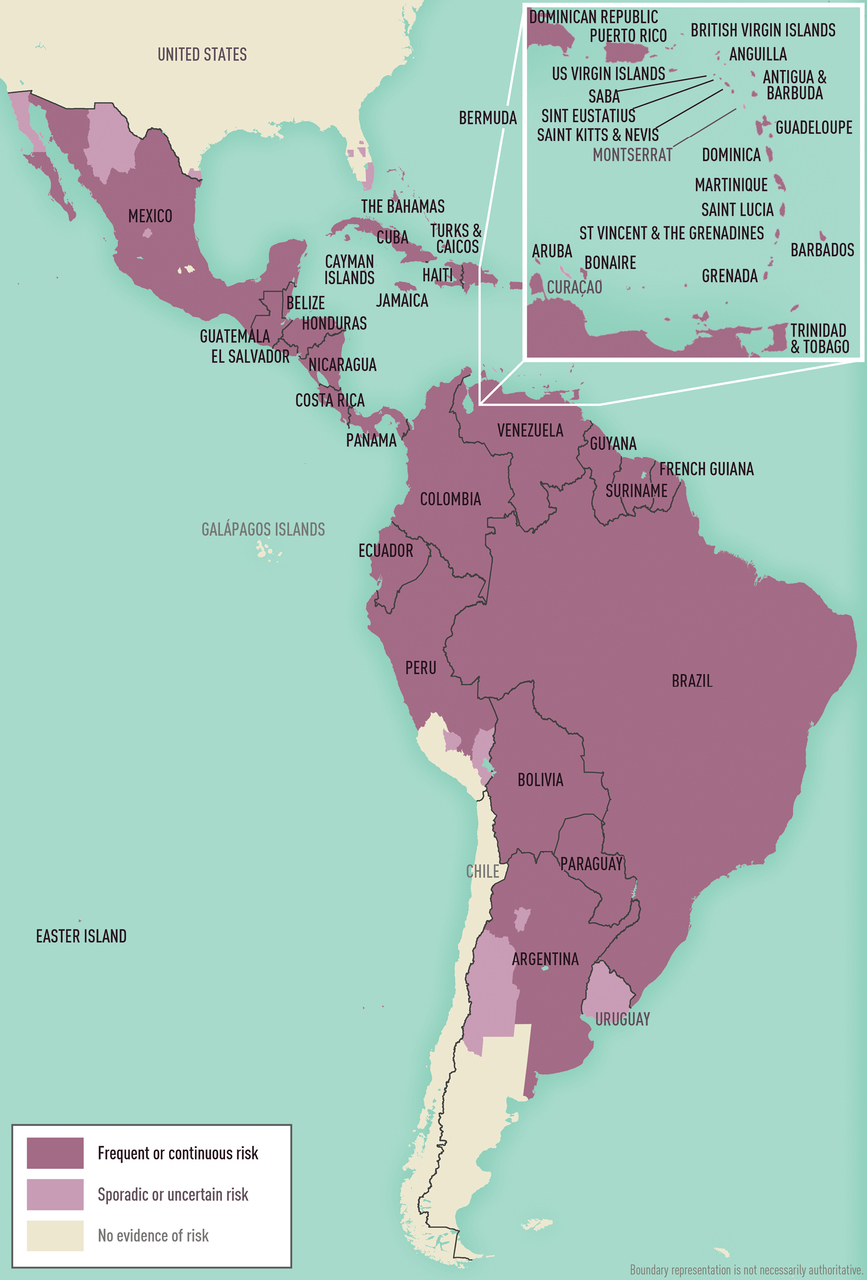 Map 5-03 Dengue risk in the Americas & the Caribbean