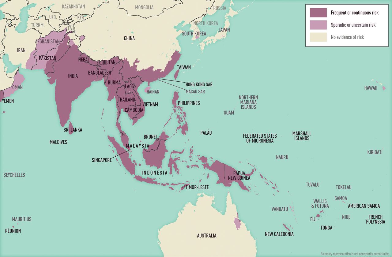 Map 5-05 Dengue risk in Asia & Oceania
