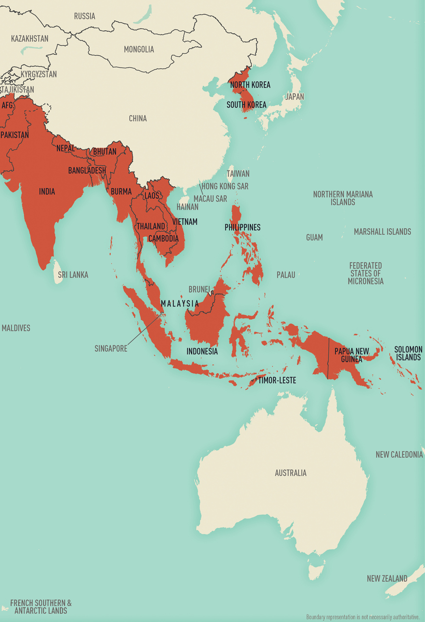 Map 5-14 Malaria-endemic destinations in Asia & Oceania