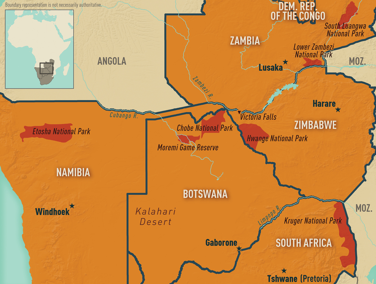 Map 10-02 African game parks & reserves (South)