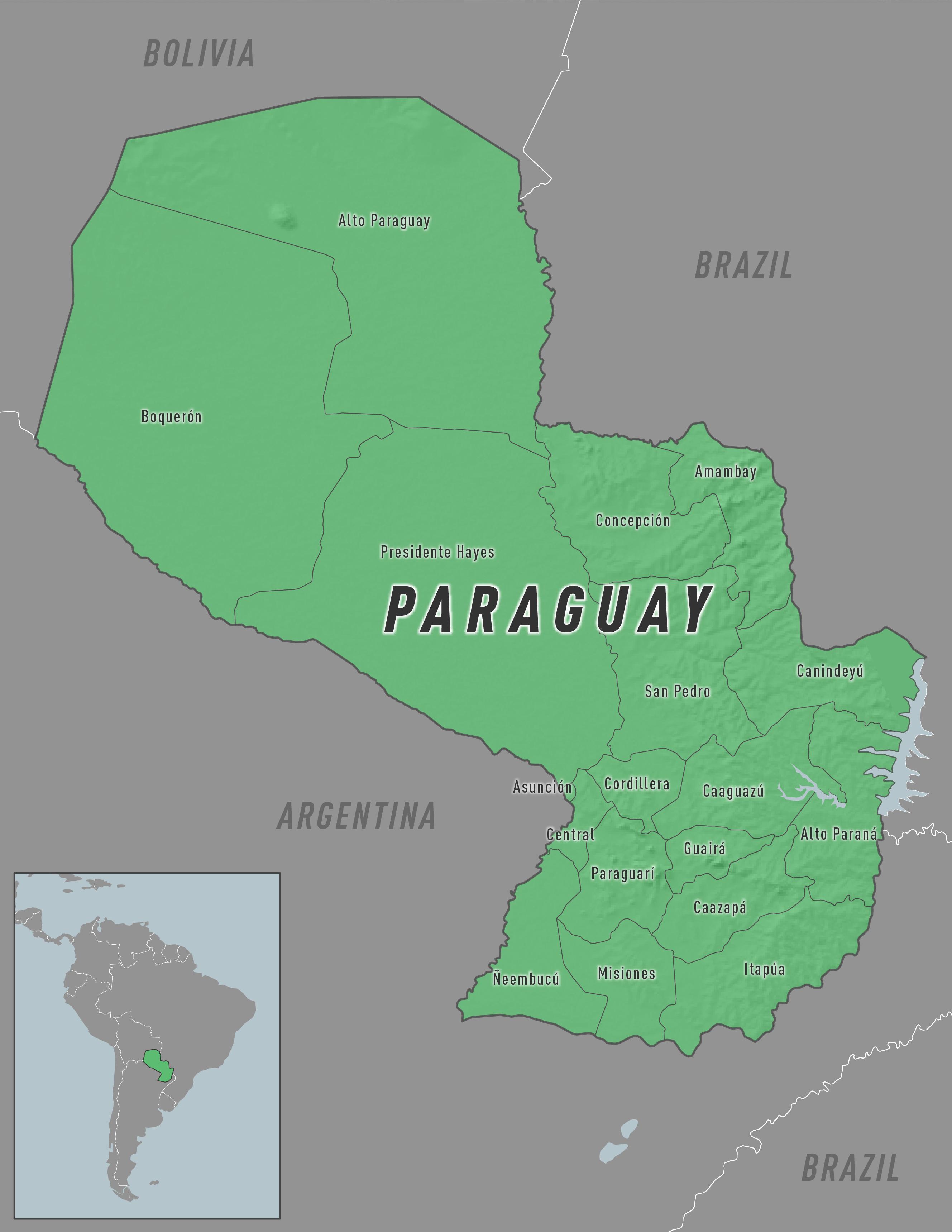 map of area of chikungunya outbreak in Paraguay