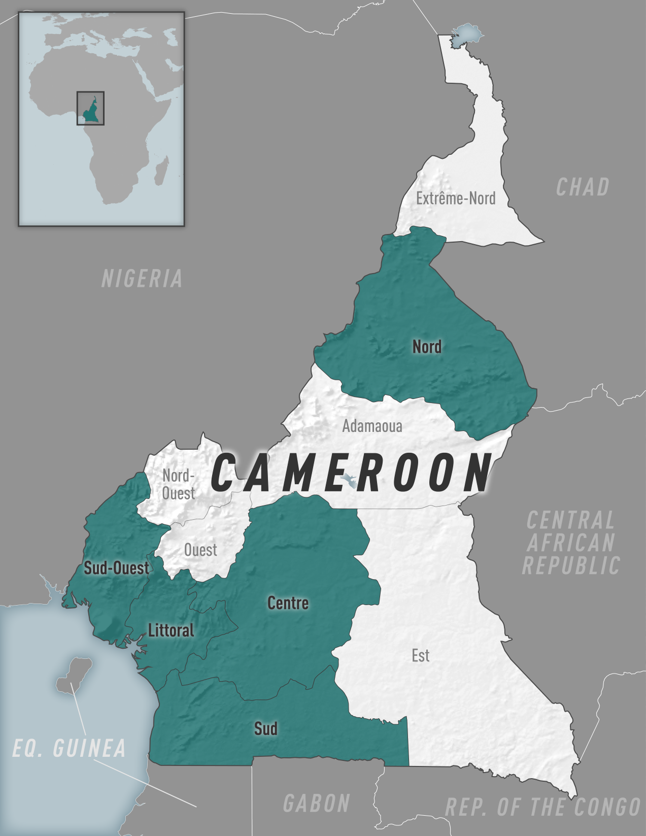 Map of affected area in Cameroon
