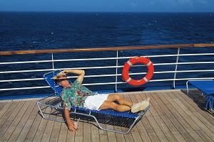man on cruise ship sleeping