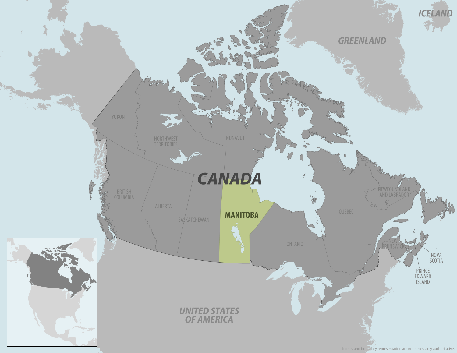 Map of Canada with Manitoba shaded