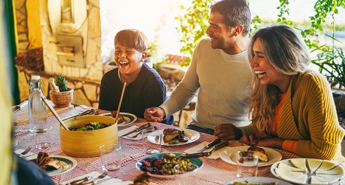 A family having a meal together